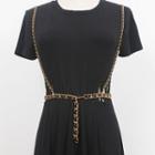 Chain Harness Belt Black & Gold - One Size