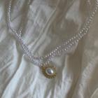 Faux Pearl Pendant Layered Necklace 1 Pc - Faux Pearl - One Size