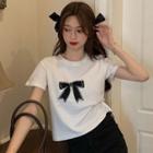 Bow-front Cropped T-shirt