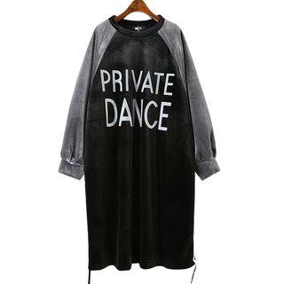 Long-sleeve Velvet Letter Sweatshirt Dress