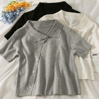 Asymmetrical Slim-fit Cropped Polo Shirt