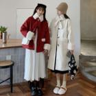 Fluffy Tie-neck Scarf / Toggle Coat (various Designs) / Set
