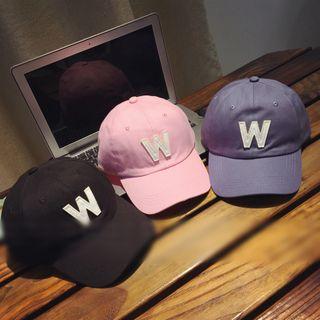 Letter Applique Ribbon Accent Back Baseball Cap