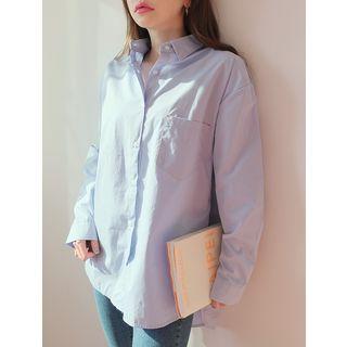 Plus Size Pocket-front Dip-back Shirt