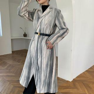 Striped One-button Long Coat