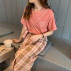 T-shirt / Plaid A-line Skirt