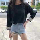 Sequined Trim Long-sleeve T-shirt