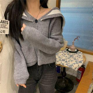 Long-sleeve Sailor Collar Knit Cardigan As Shown In Figure - One Size