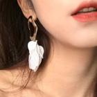 Irregular Alloy Hoop & Acrylic Petal Dangle Earring 1 Pair - 925 Silver - One Size