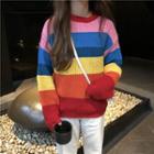Color Block Chunky Knit Sweater As Shown In Figure - One Size