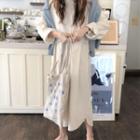 Long-sleeve Midi A-line Linen Blend Dress