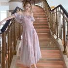 Off Shoulder Floral A-line Dress