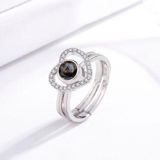 Faux Pearl Bead Heart Ring