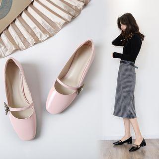 Genuine Leather Low Heel Pumps