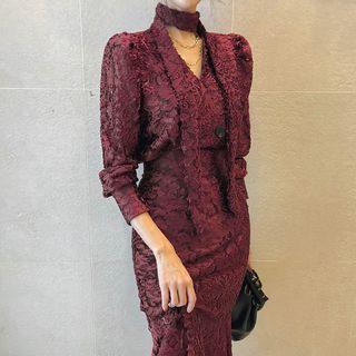Lace Wrap Blouse With Sash