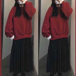 Sweater / Midi A-line Pleated Skirt / Set