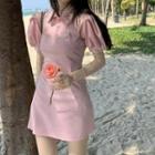 Puff Sleeve Mini Polo Dress