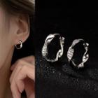 Twisted Rhinestone Alloy Hoop Earring 1 Pc - Silver - One Size