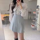Ruffled Striped Blouse / A-line Skirt