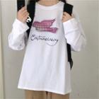 Bird Print Long-sleeve T-shirt