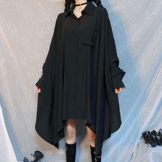 Plain Oversized Shirt Black - One Size