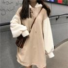 Loose-fit Two-tone Half-zip Hooded Pullover