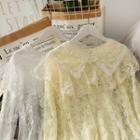 Ruffled-trim Slim-fit Lace Top