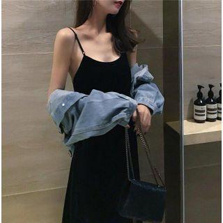 Spaghetti Strap Open Back Midi Shift Dress
