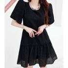 Pearly-trim Mini Ruffle Dress