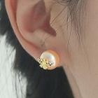 925 Sterling Silver Bee Freshwater Pearl Earring 1 Pair - Earrings - Faux Pearl - Bee - One Size