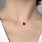 Waterdrop Pendant Necklace Platinum Plating - Red - One Size