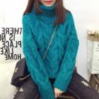 Turtleneck Chunky Cable Knit Sweater