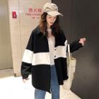 Color Block Collared Knit Jacket