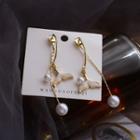 Faux Pearl Whale Tail Fringed Earring 1 Pair - As Shown In Figure - One Size