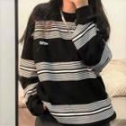 Numbering Striped Sweatshirt