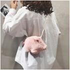 Pig Shaped Fleece Crossbody Bag Pink - One Size