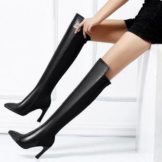 Rhinestone High Heel Over-the-knee Boots
