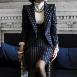 Set: Pinstripe Blazer + Sleeveless Dress
