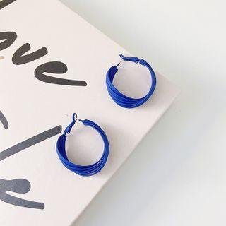 Layered Twist Hoop Earring Blue - One Size