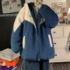 Hooded Color-block Fleece Jacket