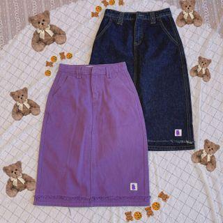 Applique Denim Pencil Skirt