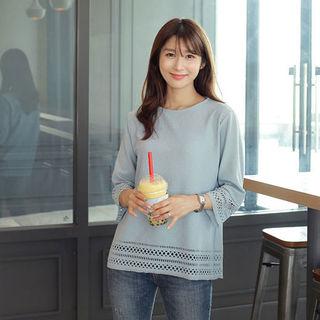 Round-neck Perforated Top