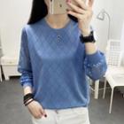 Dotted Mesh Panel Pointelle Sweater