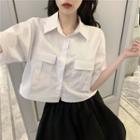 Front Pocket Short-sleeve Cropped Shirt / Mini Skirt