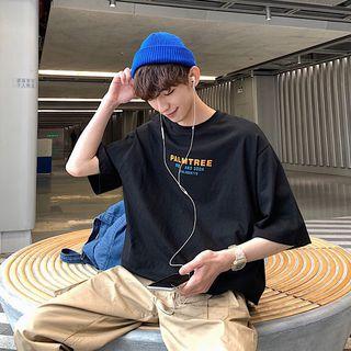 Elbow-sleeve Oversize Lettering T-shirt