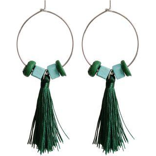 Wooden Bead Tassel Mini Hoop Earring