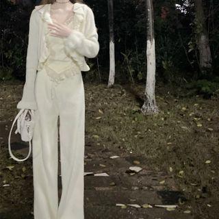 Plain Cardigan / Top / Wide Leg Pants
