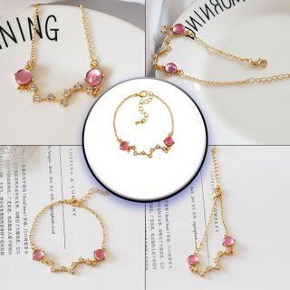 Star Rhinestone & Faux Crystal Bracelet 5624 - Gold - One Size