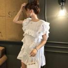 Cap-sleeve Ruffled A-line Mini Dress