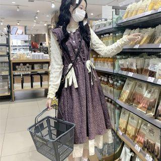 Sleeveless Floral Dress / Long-sleeve Top